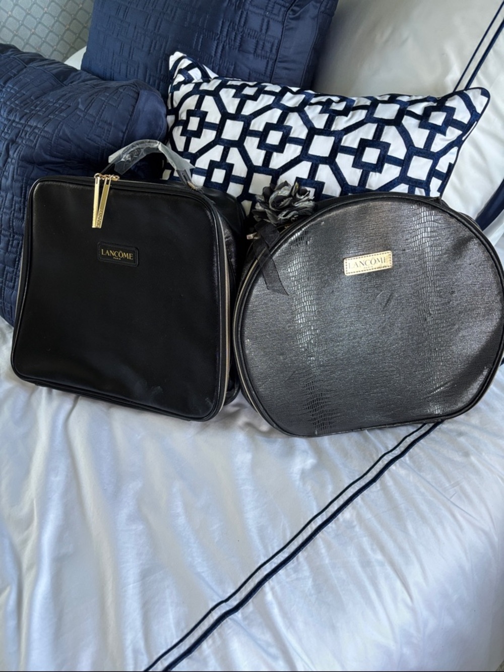 Vintage Lancome Black Cosmetic Bags